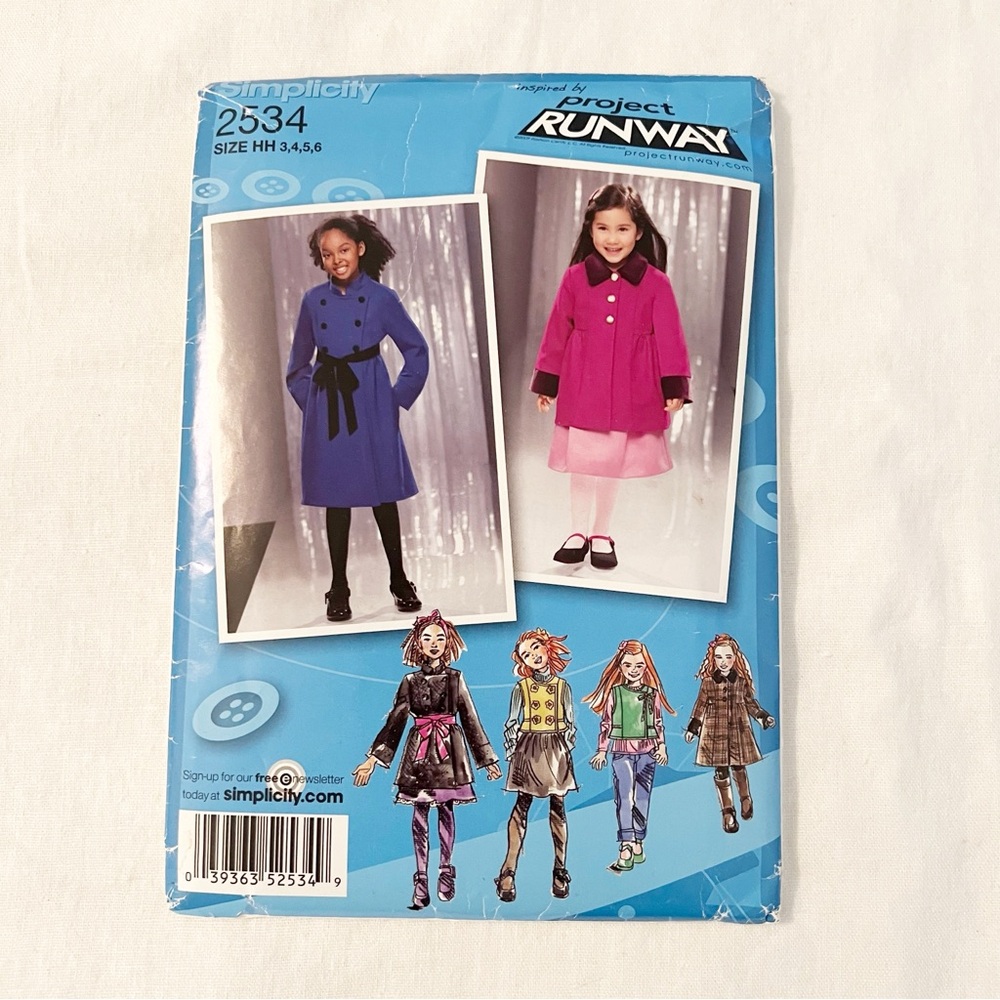 Simplicity 2534 Girls Coat & Jacket Pattern | Sizes 3–6 | Project Runway Style
